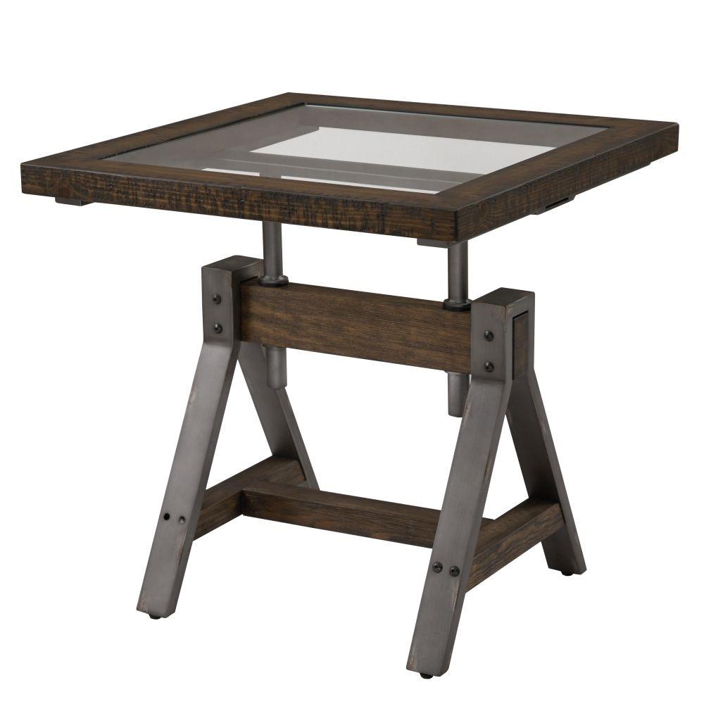 Rustic End Table MEDICI EA1222 in Charcoal, Brown 