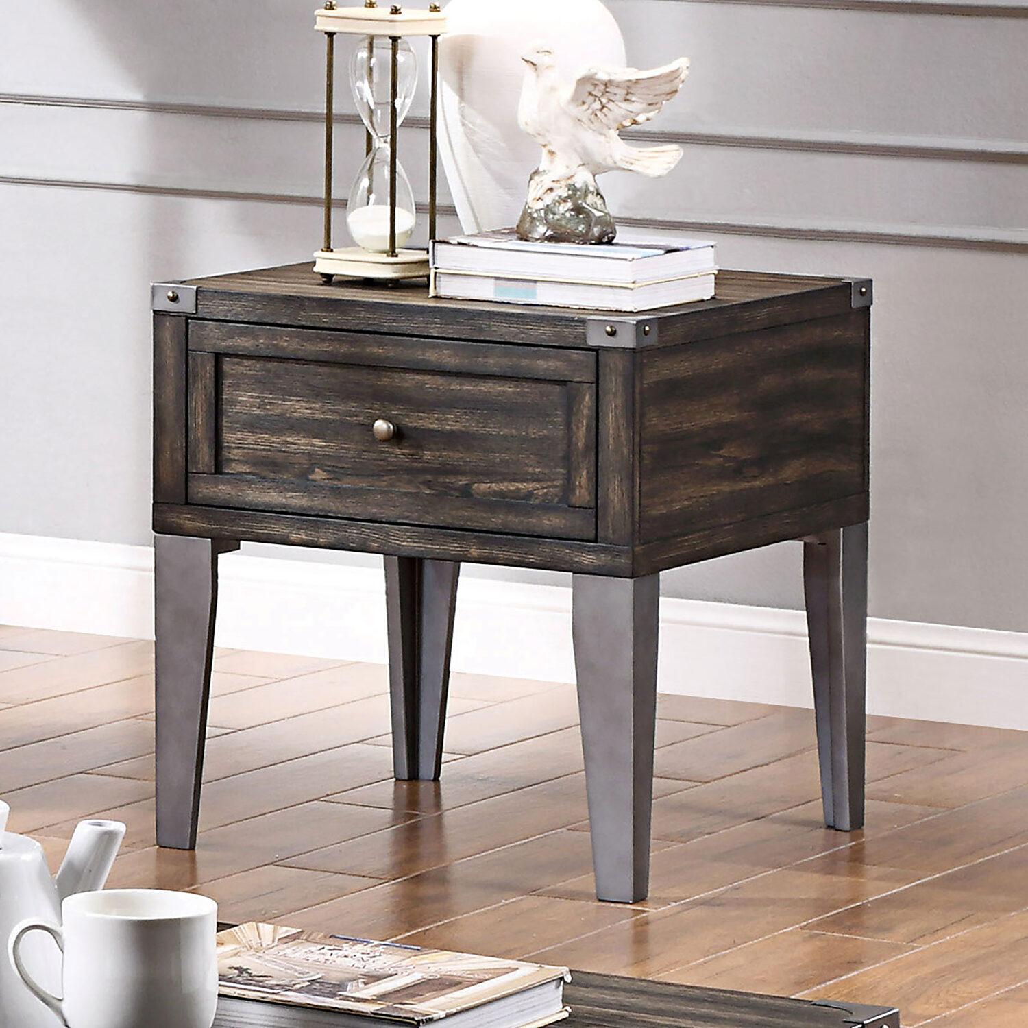 

    
Industrial Dark Oak Solid Wood End Table Furniture of America CM4387E Piedmont
