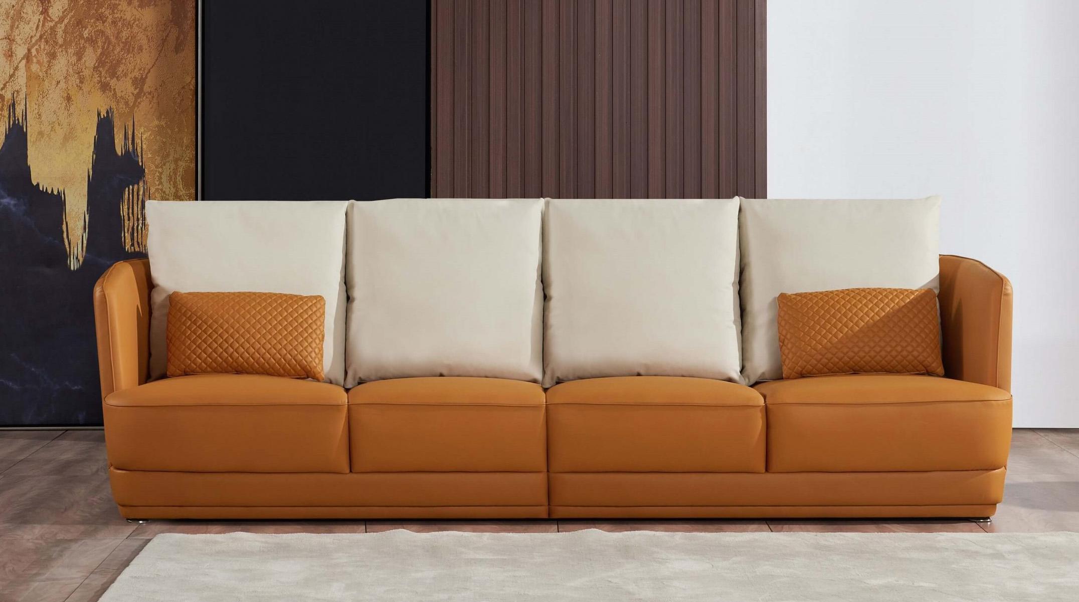 

    
Orange Brown Italian Leather 4-Seater Sofa GLAMOUR EUROPEAN FURNITURE
