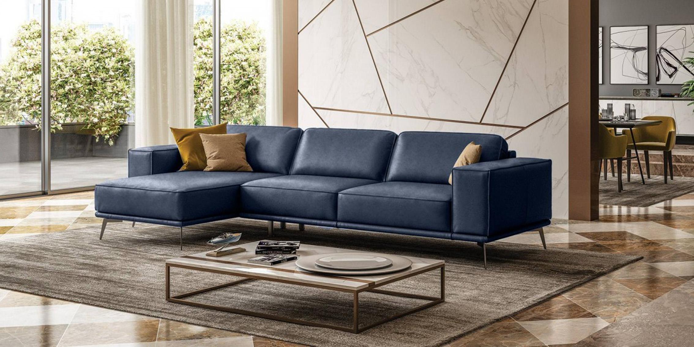 Contemporary, Modern Sectional Sofa VGCCSOHO-LAF-BLUE-SECT VGCCSOHO-LAF-BLUE-SECT in Blue Italian Leather
