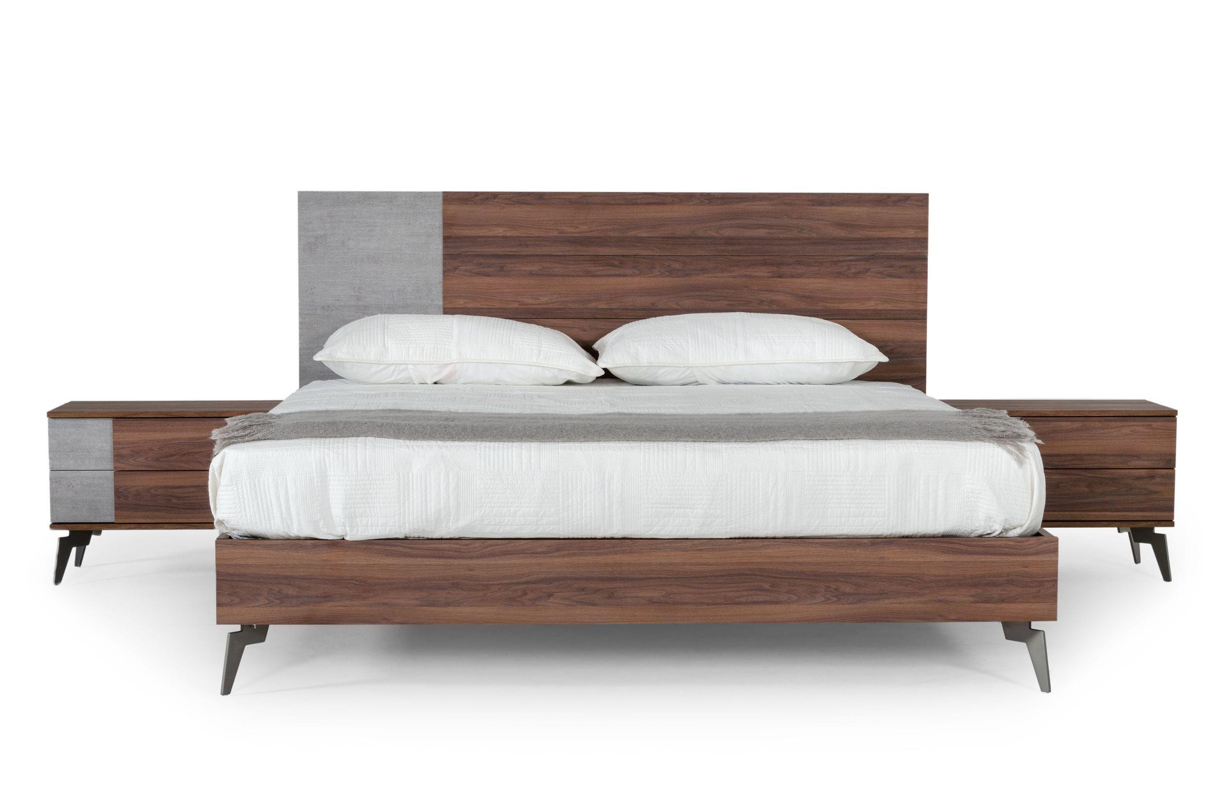 Contemporary, Modern Panel Bedroom Set Palermo VGACPALERMO-WAL-BED-Q-3pcs in Walnut 