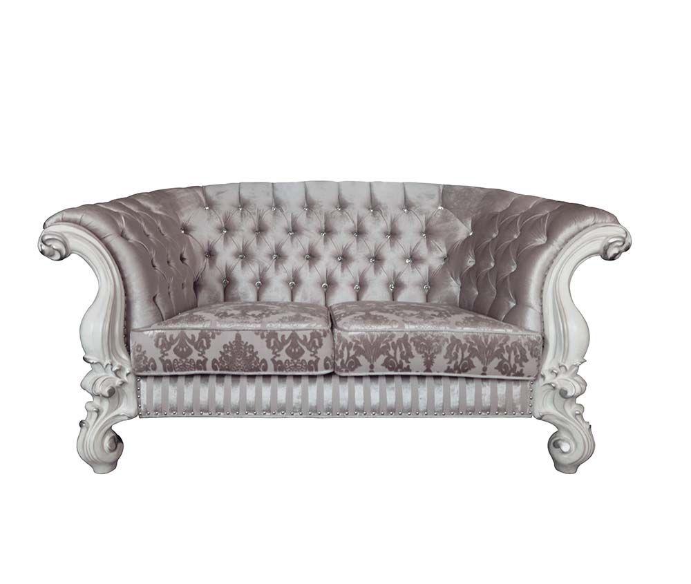Classic, Traditional Loveseat Versailles LV01395 in Ivory Fabric