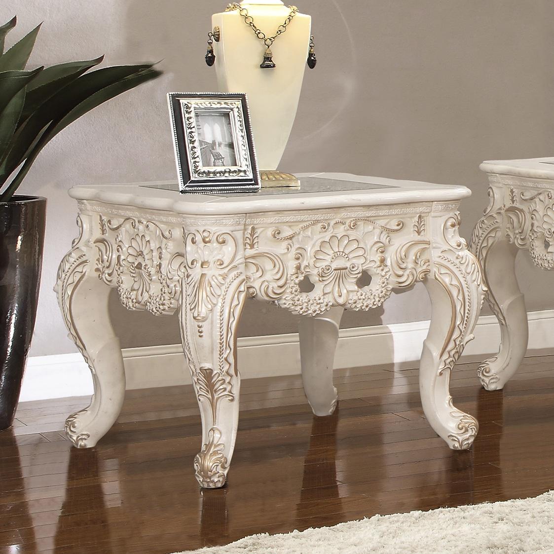 

    
Ivory & Metallic Gold End Table Set 2Ps Traditional Homey Design HD-998I
