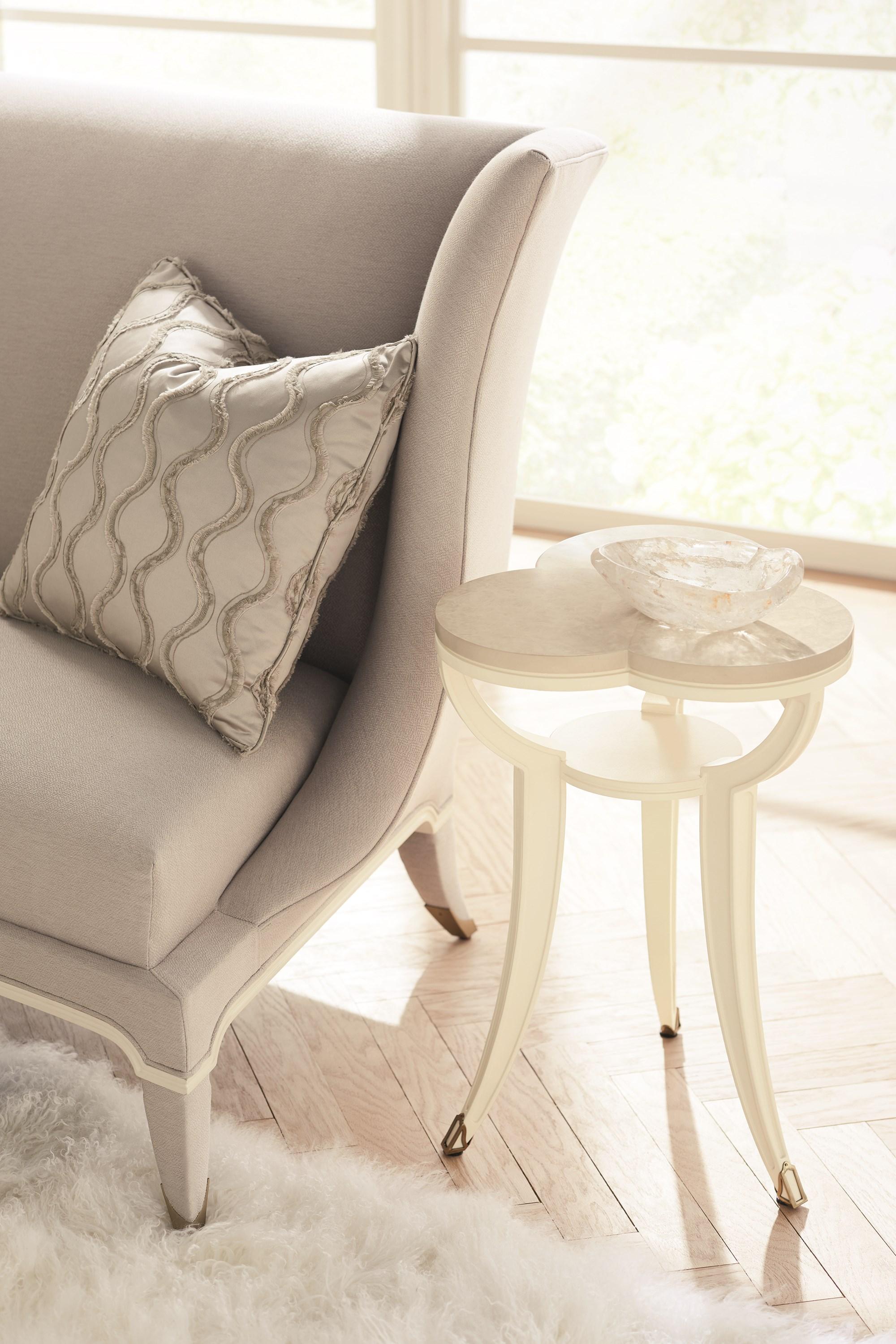 

    
Ivory & Platinum Blonde Finish End Table TIPPY TOES by Caracole
