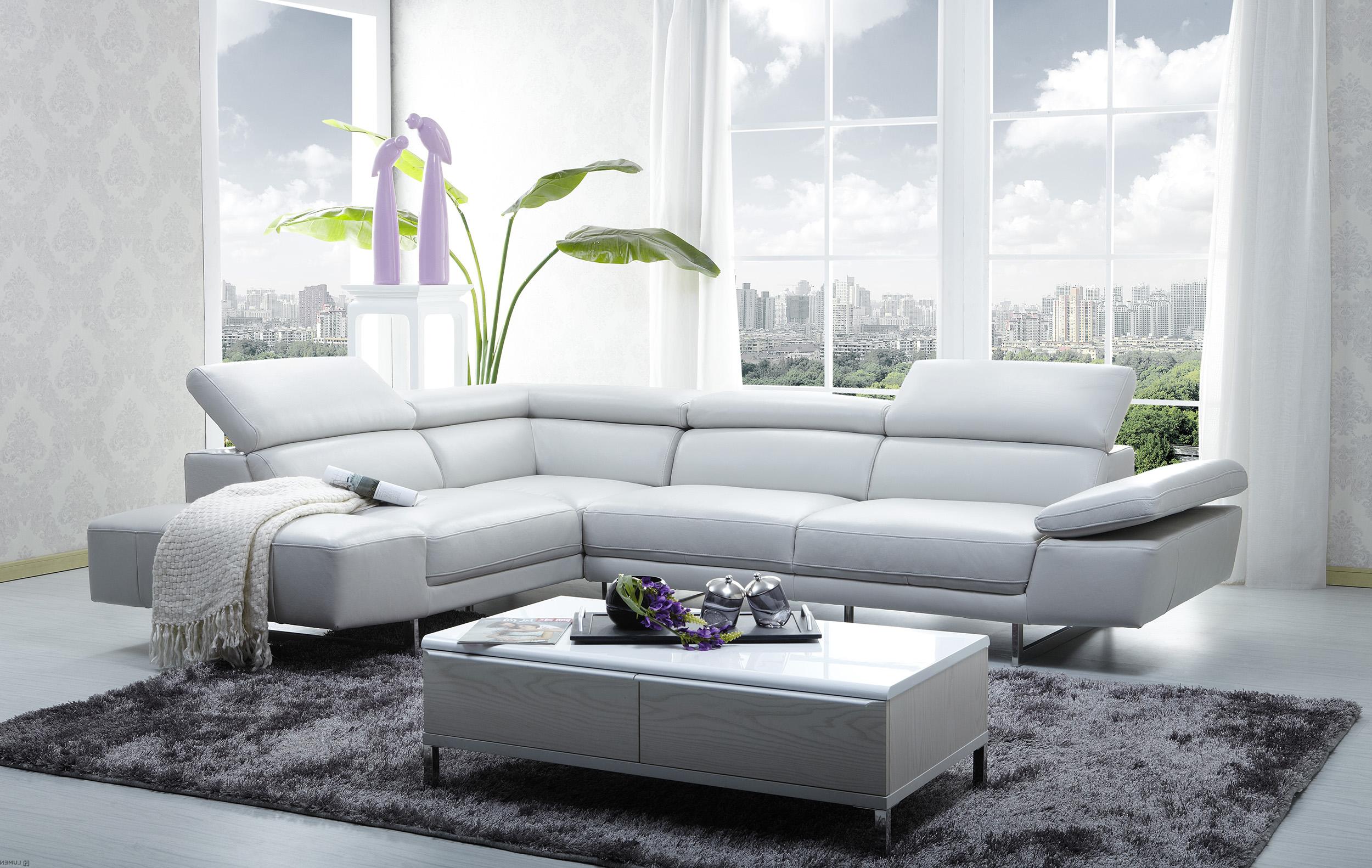 Contemporary Sectional Sofa 1717 SKU178572 in White Italian Leather