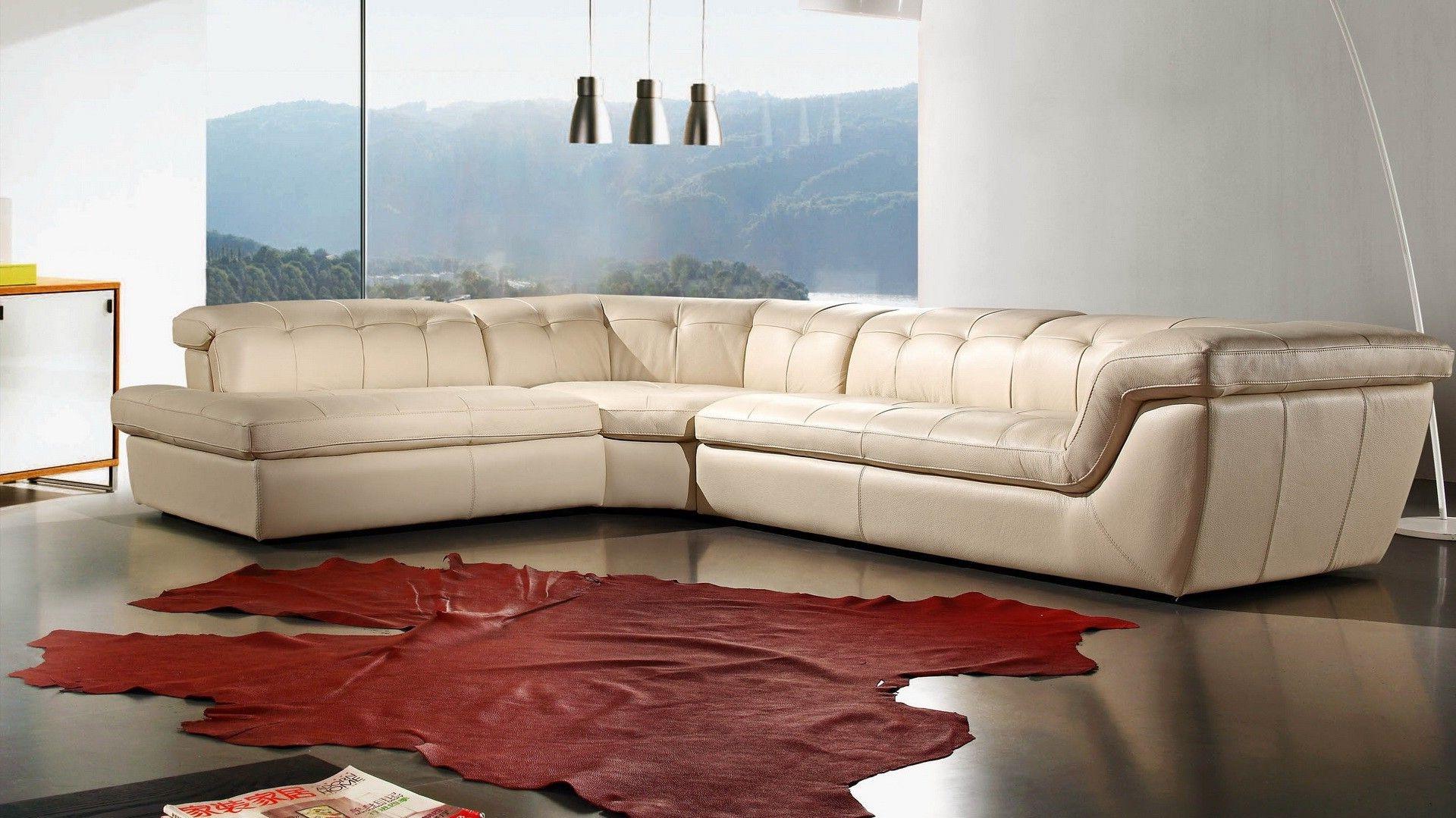 

    
Beige Italian Leather Sectional Sofa Adjustable Headrest LHC Modern J&M 397
