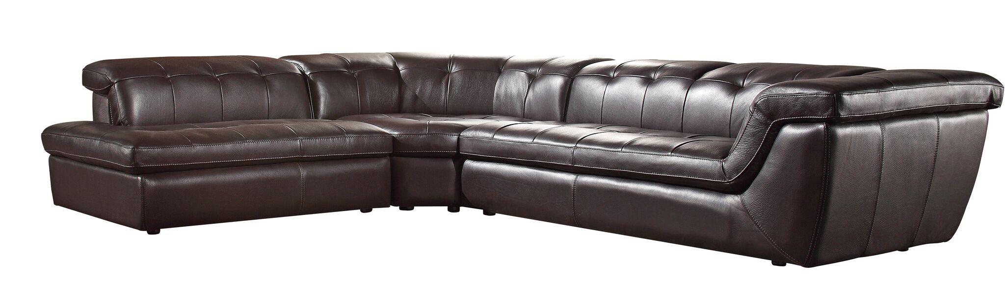 

    
Espresso Italian Leather Sectional Sofa Adjustable Headrest LHC Modern J&M 397
