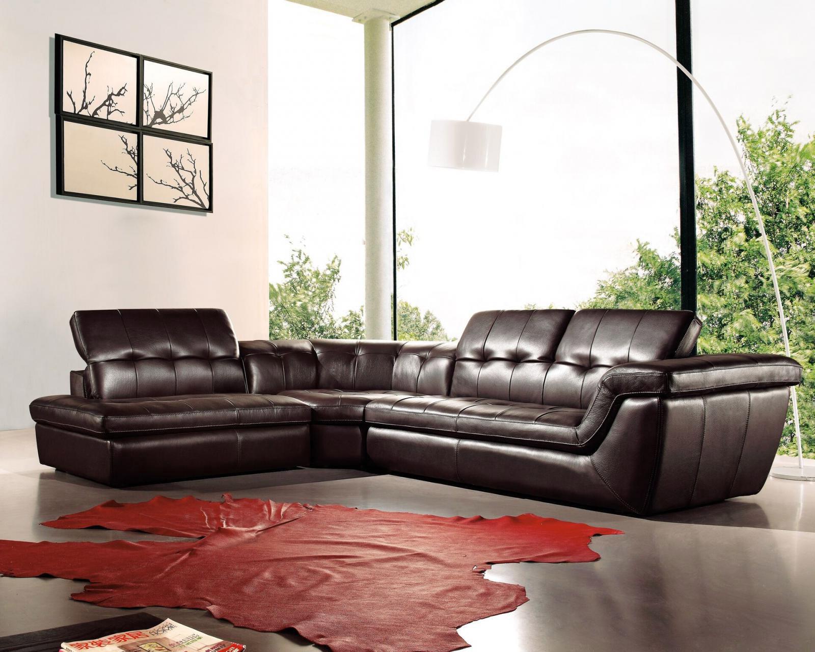 

    
Espresso Italian Leather Sectional Sofa Adjustable Headrest LHC Modern J&M 397
