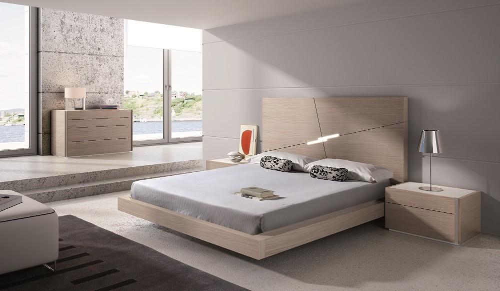 Contemporary Platform Bedroom Set Evora J&M-SKU18145-Q-Set-3 in Natural 