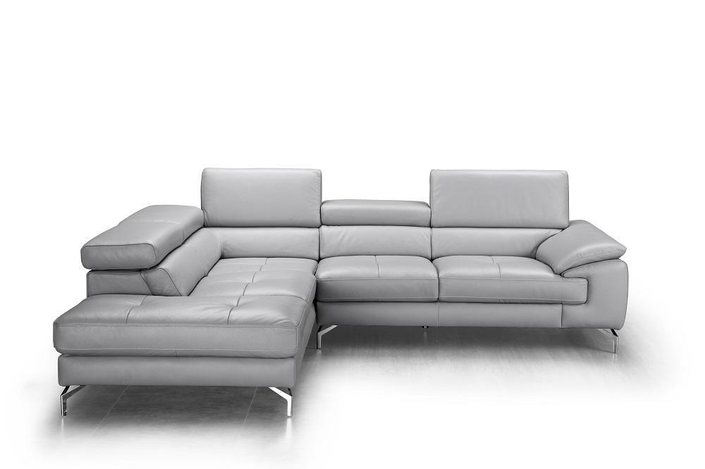 Modern Sectional Sofa Olivia SKU18275-Sectional-LHC in Gray Italian Leather