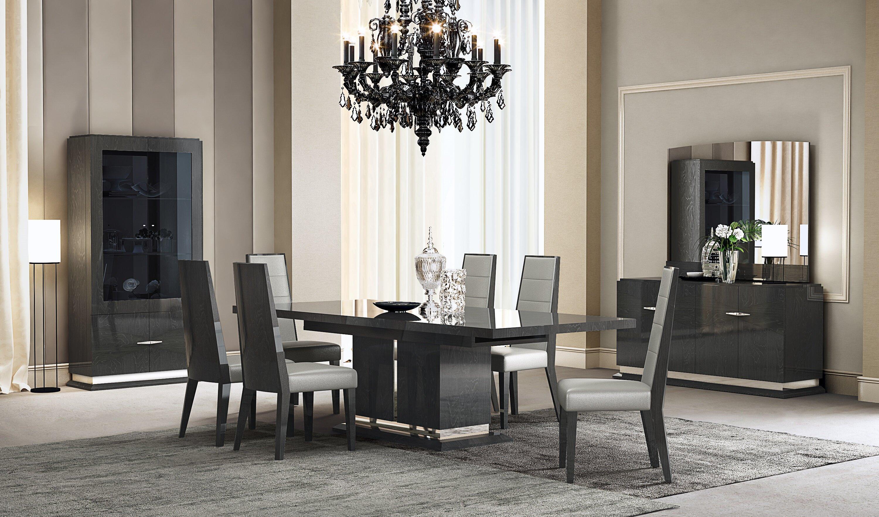 Contemporary, Modern Dining Table Set Valentina SKU18452-10PC in Gray Eco Leather