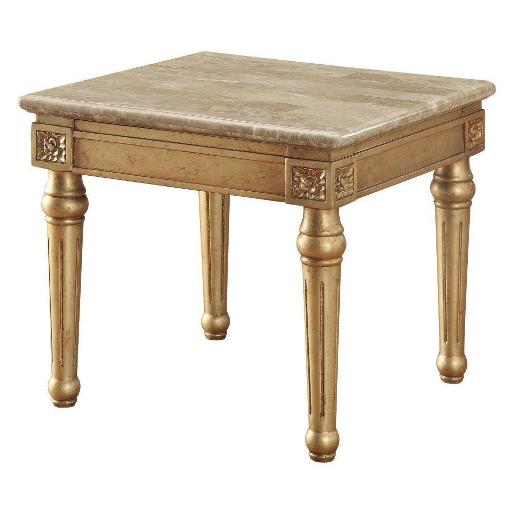 

    
Beige Marble & Antique Gold End Table by Acme Daesha 81717
