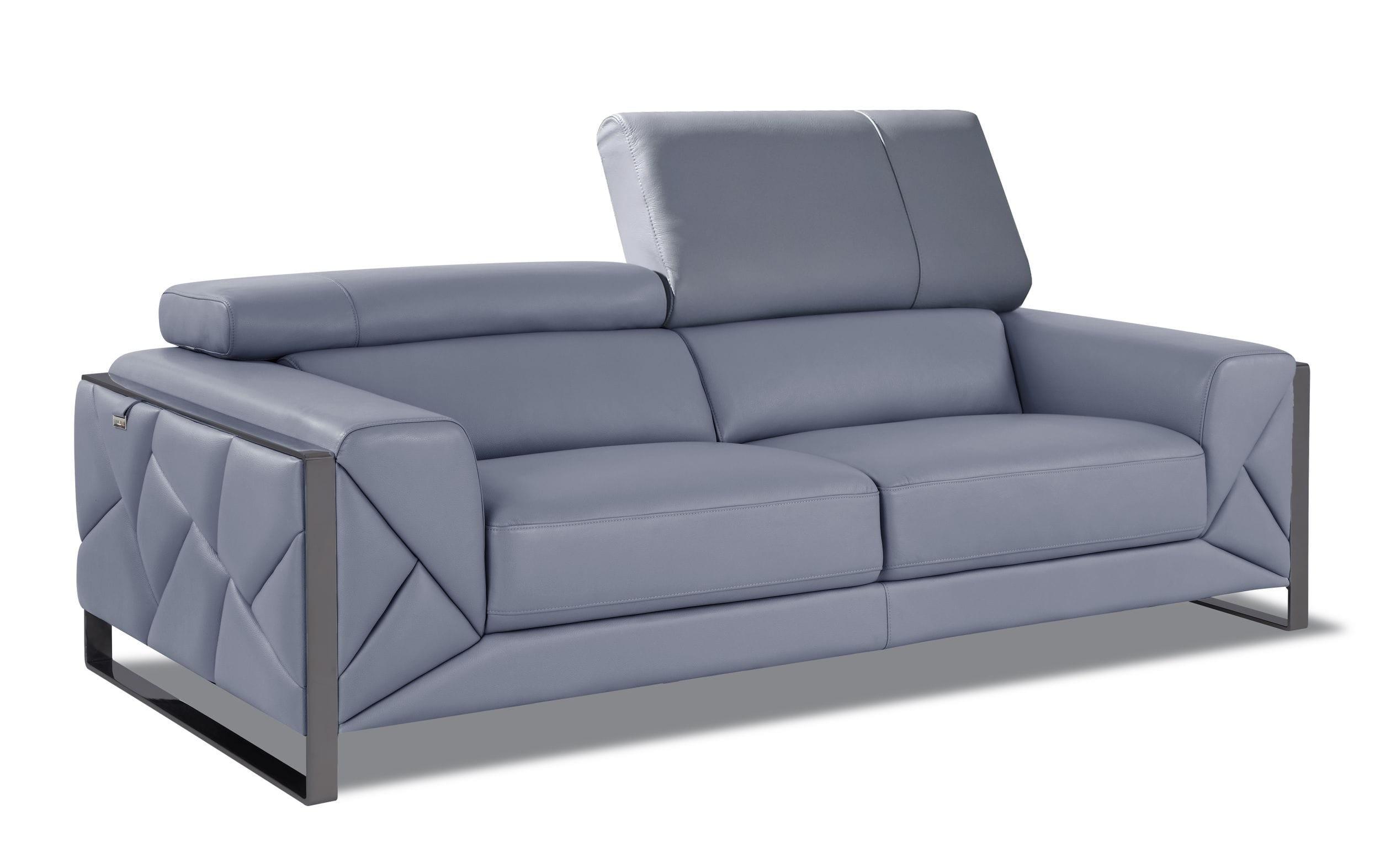 Contemporary Sofa 903 903-LIGHT_BLUE-S in Light Blue Genuine Italian Leatder