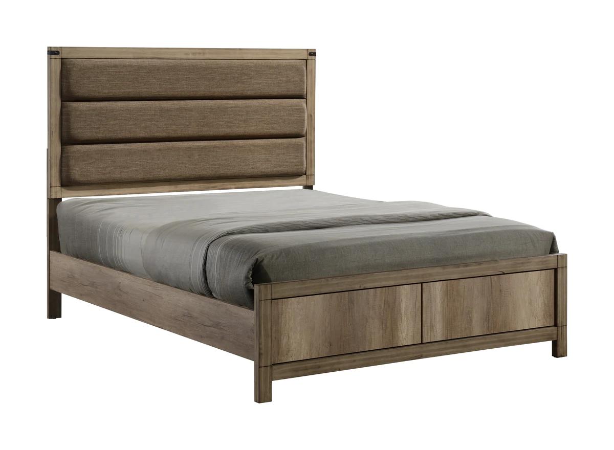 Contemporary, Rustic Panel Bed Matteo B3200-K-Bed in Light Brown 