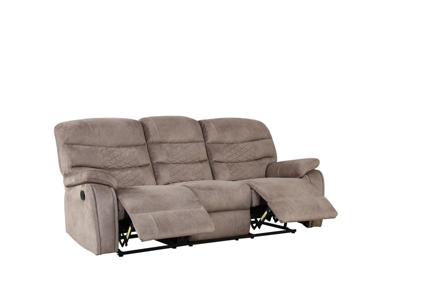 

    
Light Brown Leather Air Reclining Sofa Modern Global United 5052
