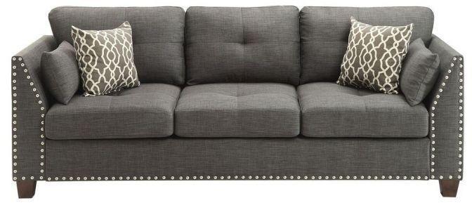 

    
Light Charcoal Linen Tufted Sofa Set 3Ps 52405 Laurissa Acme Transitional
