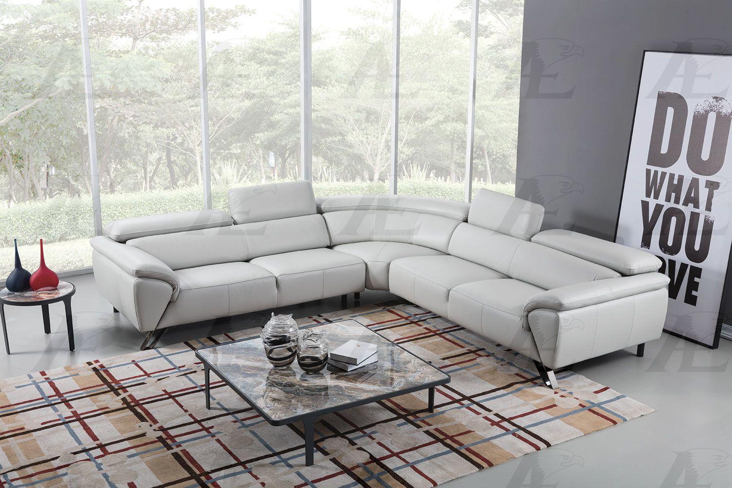 

                    
American Eagle Furniture EK-L8002M-LG Sectional Sofa Light Gray Top grain leather Purchase 
