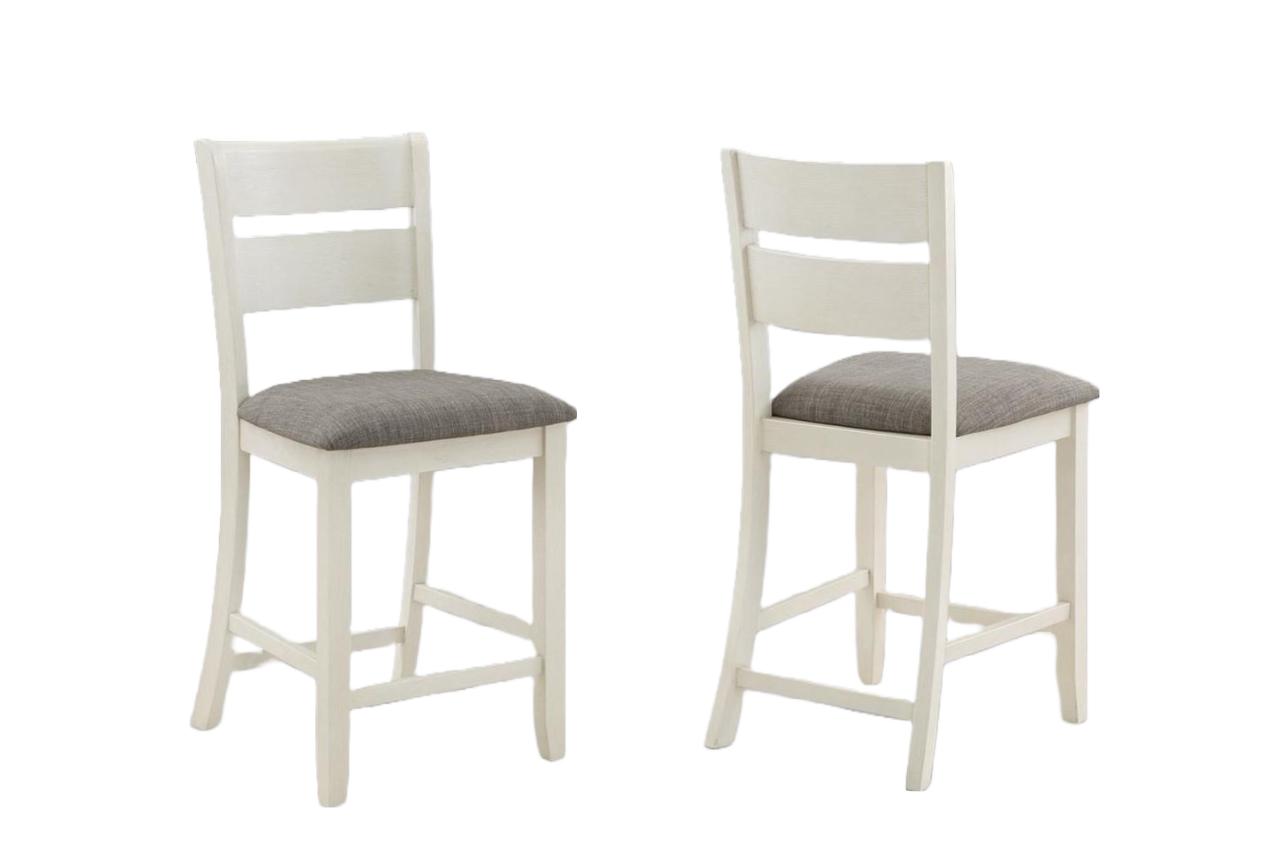 Modern Counter Chair Set Dakota 2713CG-S-24-2pcs in White, Brown Fabric