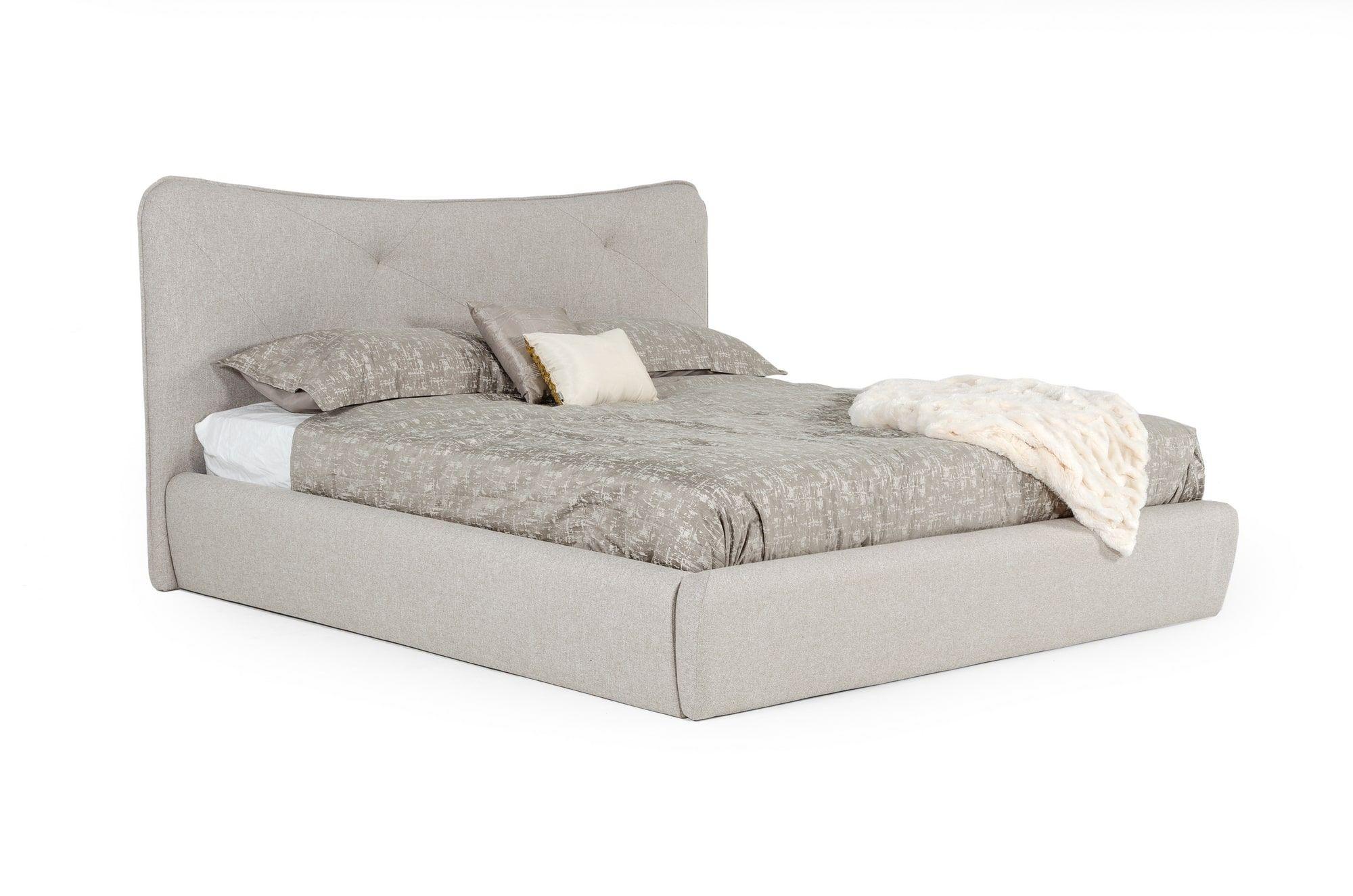 Contemporary, Traditional Platform Bed VGACALESSIA-BED VGACALESSIA-BED 77319 in Light Grey Fabric