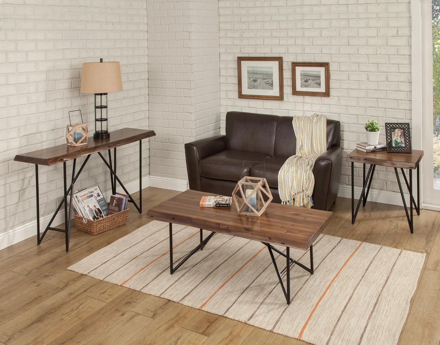 Alpine Furniture LIVE EDGE Coffee Table Set