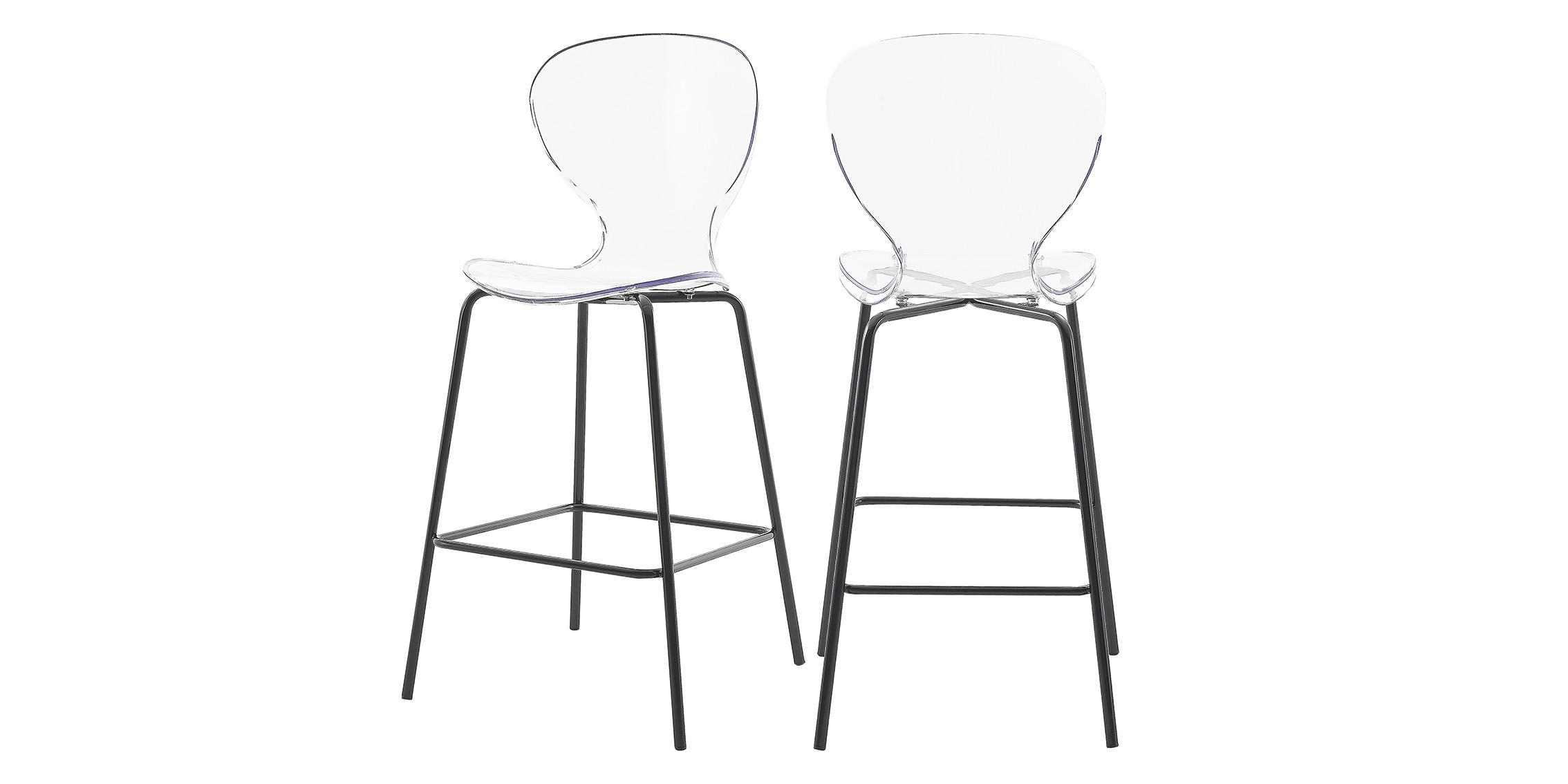 Contemporary, Modern Counter Stool Set CLARION 766 766-C-Set-2 in Clear, Black 