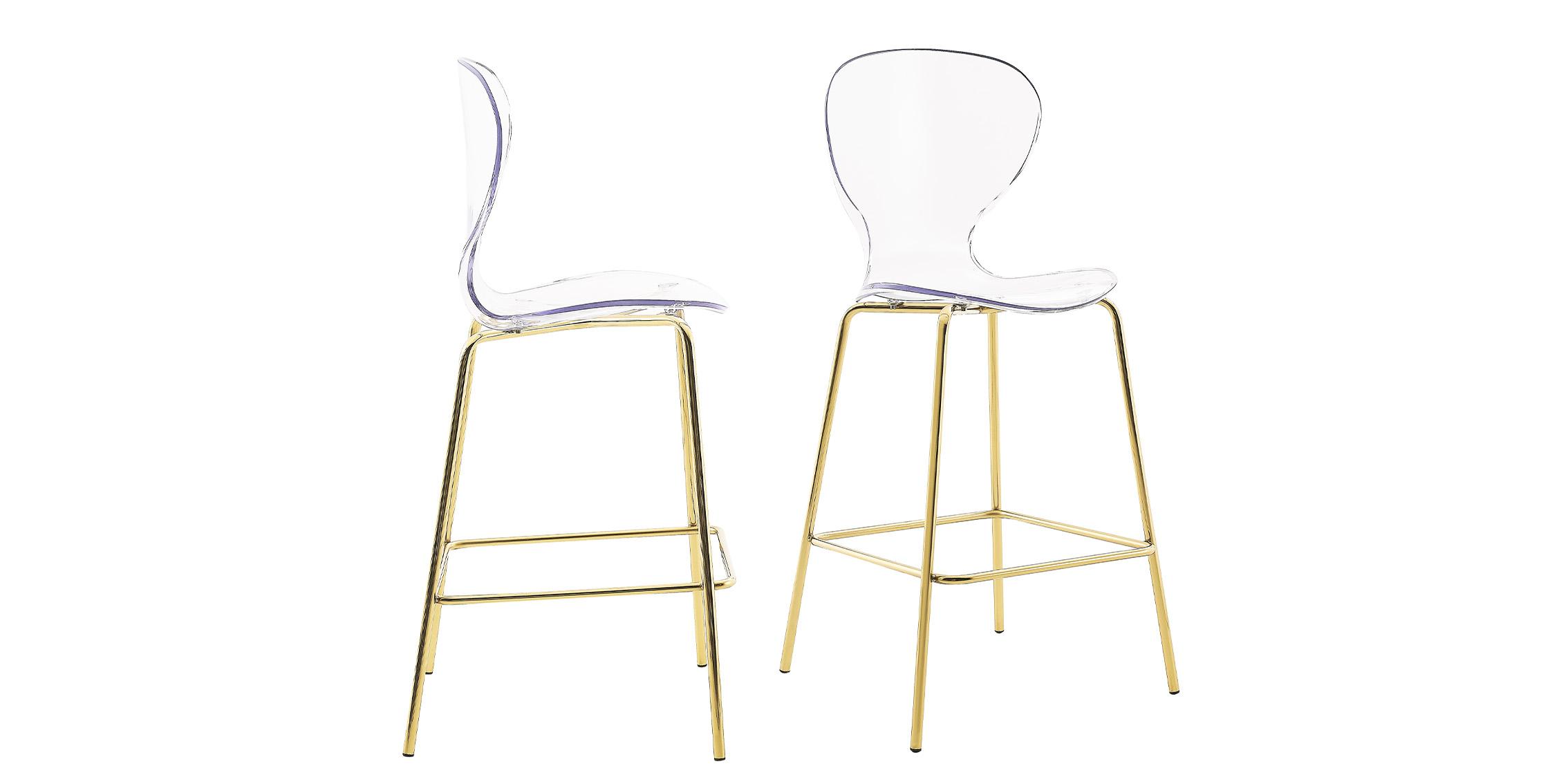

    
Meridian Furniture CLARION 767 Counter Stool Set Clear/Gold 767-C-Set-2
