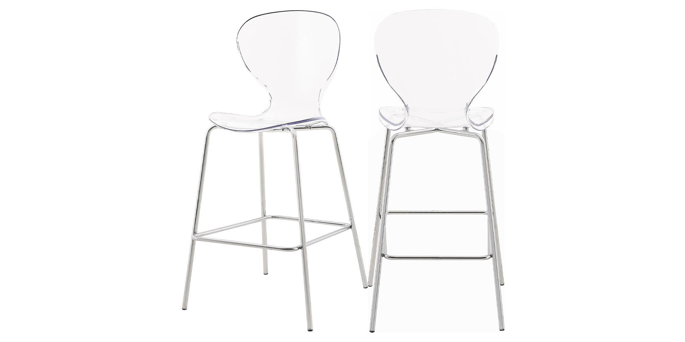 

    
Lucite Polycarbonate & Silver Counter Stool Set 2 CLARION 768 Meridian Modern
