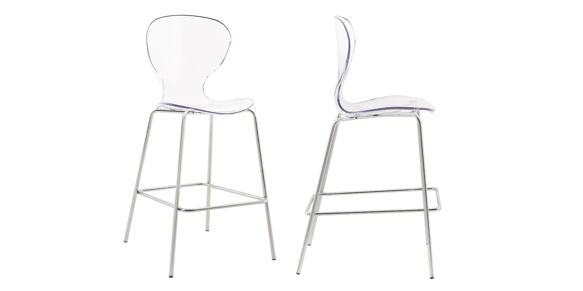 

    
Meridian Furniture CLARION 768 Counter Stool Set Clear/Silver 768-C-Set-2
