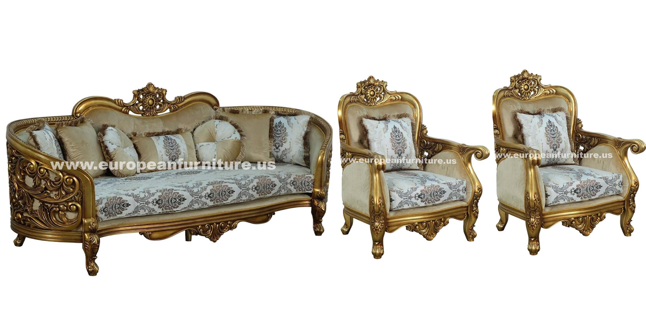 Classic, Traditional Sofa Set BELLAGIO 30014-S-Set-3 in Antique, Bronze Fabric