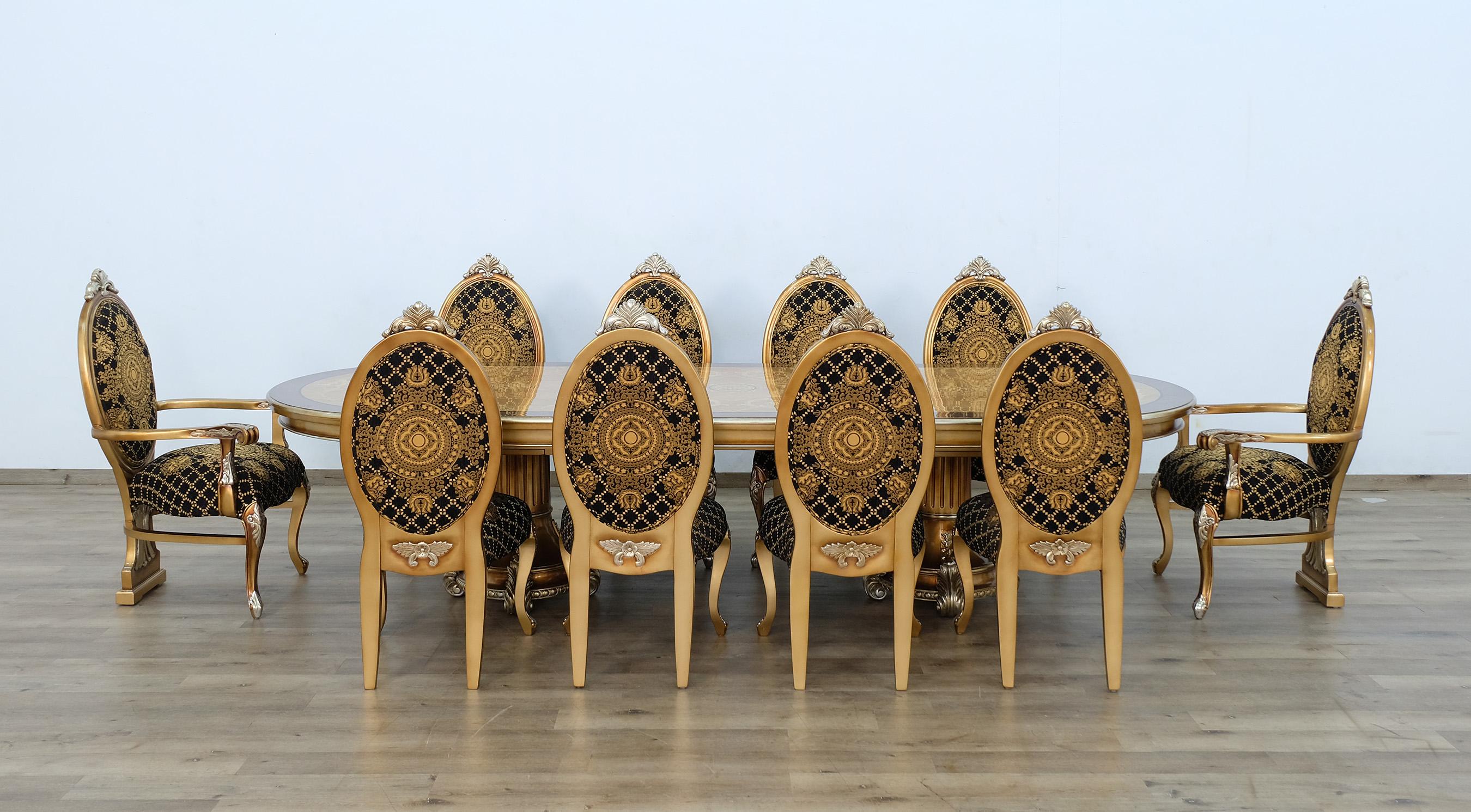 

    
42034-DT-Set-11 Luxury Antique Brown & Ebony EMPERADOR Dining Table Set 11Pcs EUROPEAN FURNITURE
