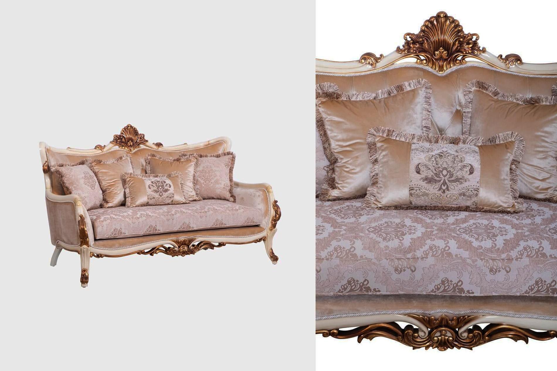 

    
 Order  Luxury Antique Gold & Beige VERONICA Sofa Set 2 Pcs EUROPEAN FURNITURE Traditional

