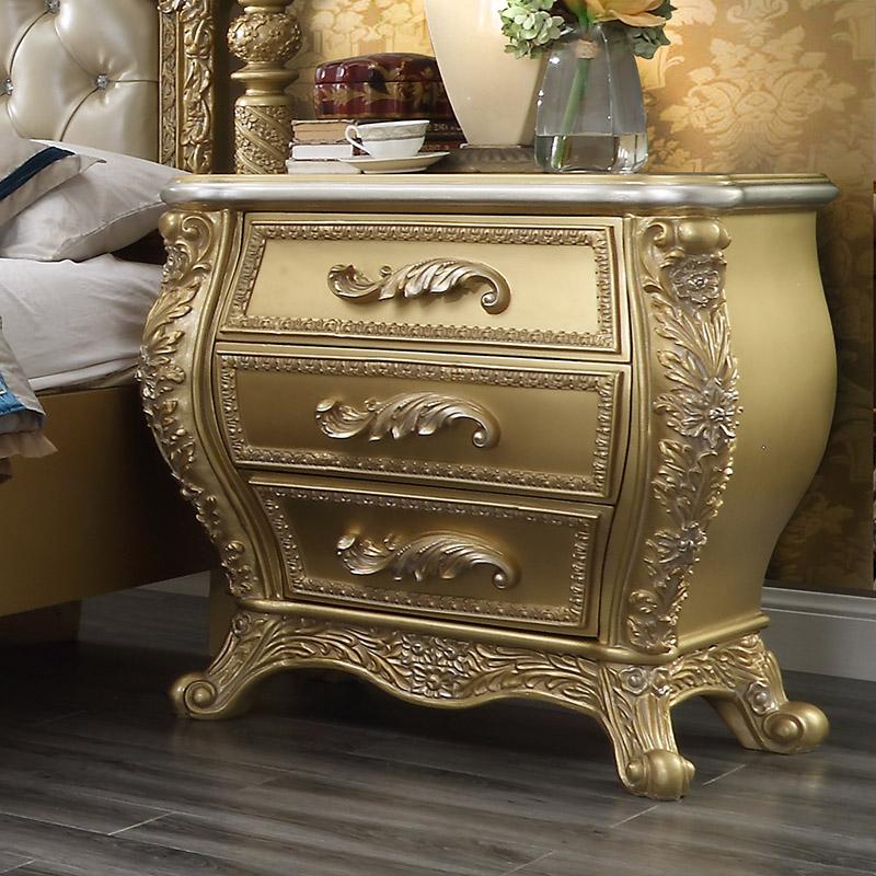 

    
Antique Gold Finish Nightstand Set 2Pcs Traditional HD-1801 Homey Design
