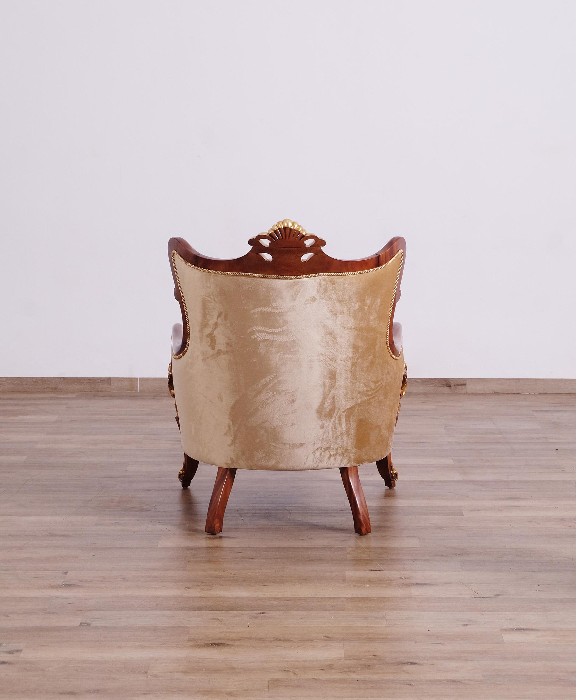 

    
Luxury Antique Walnut & Gold VERONICA Sofa Set 4Pcs EUROPEAN FURNITURE Traditional

