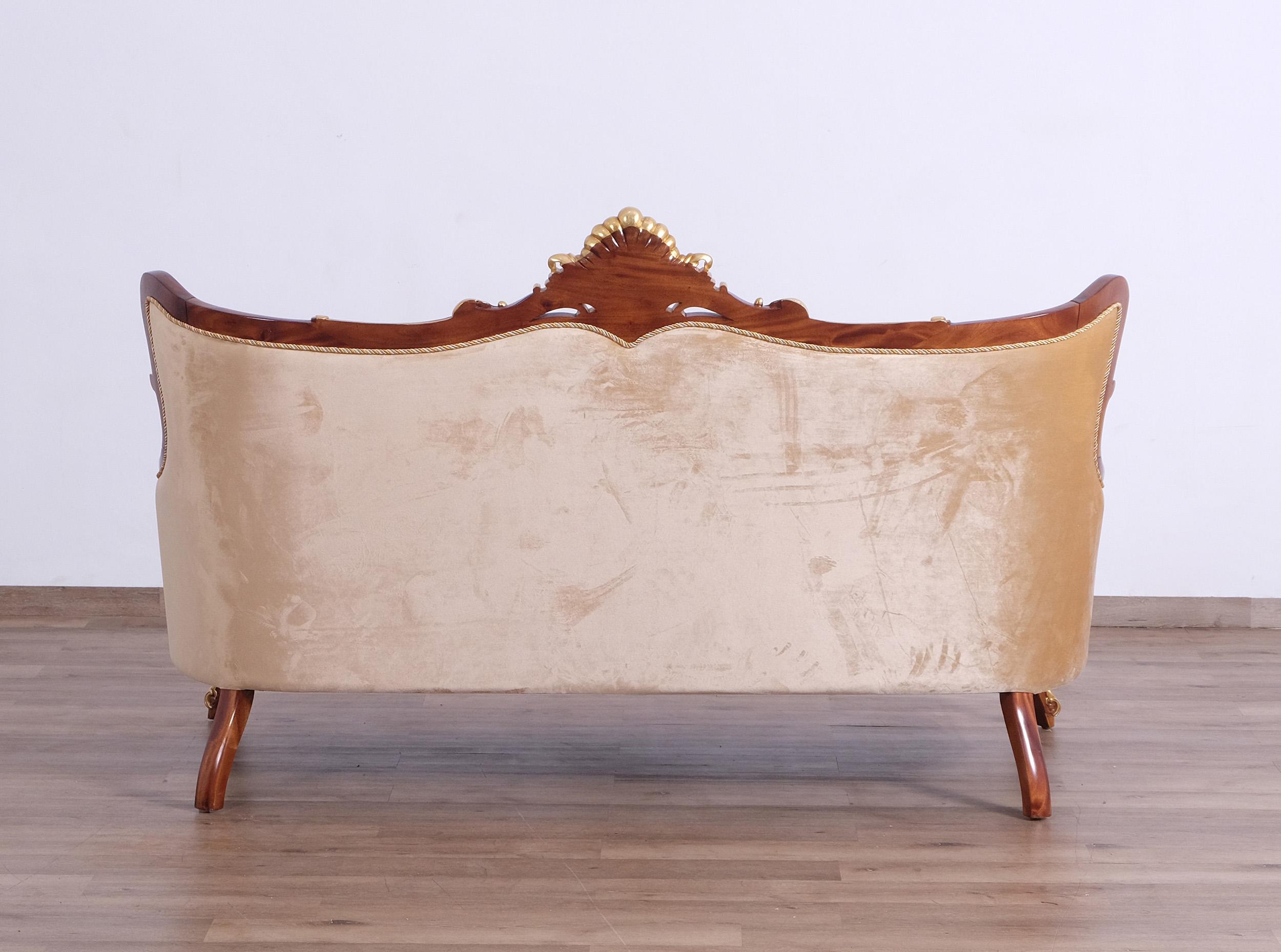 

    
 Photo  Luxury Antique Walnut & Gold VERONICA Sofa Set 4Pcs EUROPEAN FURNITURE Traditional
