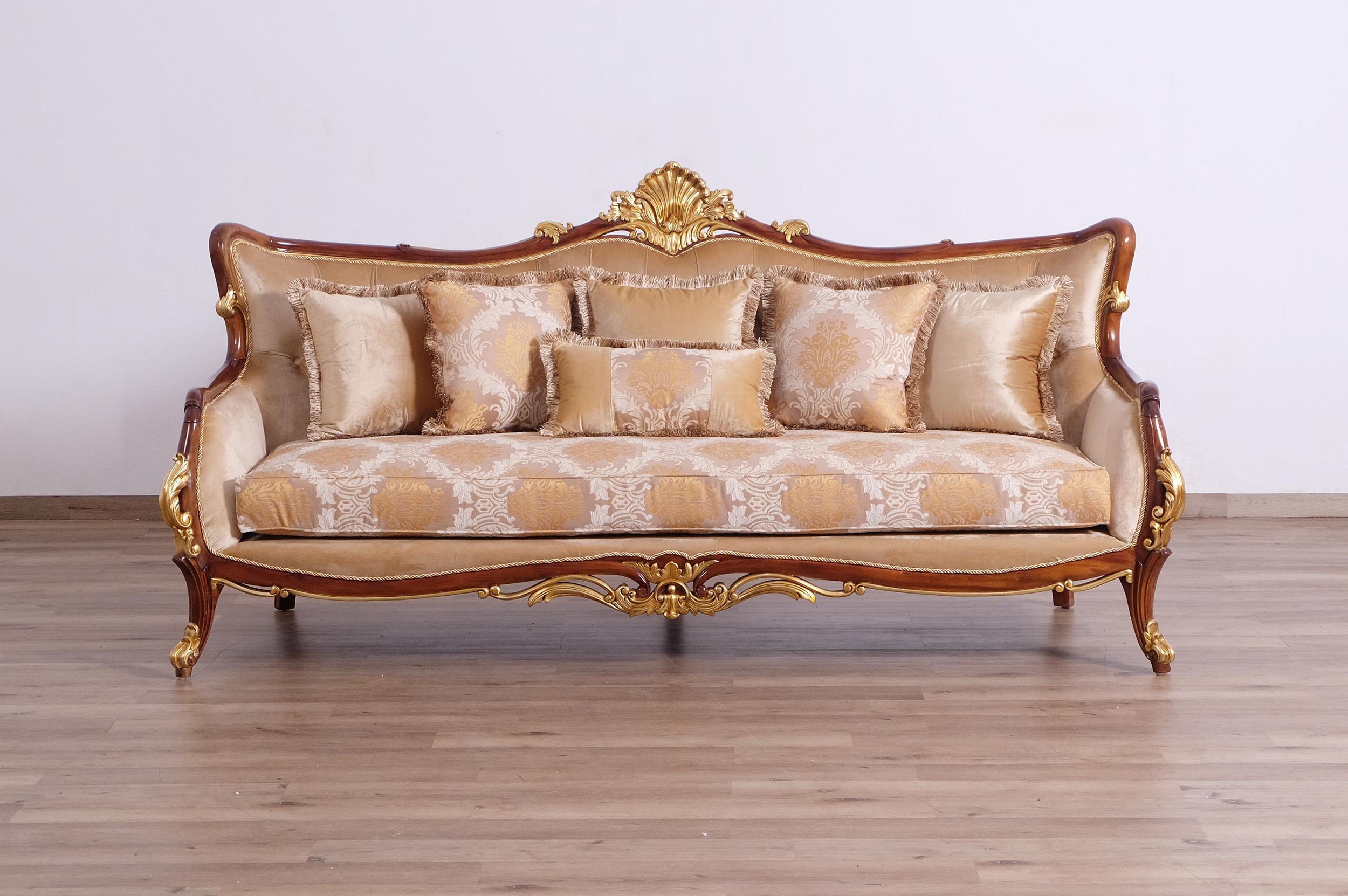 

    
47078-Set-4 Luxury Antique Walnut & Gold VERONICA Sofa Set 4Pcs EUROPEAN FURNITURE Traditional
