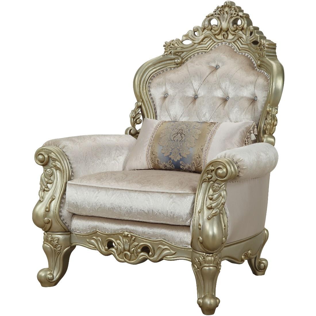 

    
Luxury Antique White Cream Tufted Arm Chair Gorsedd-52442  Acme Traditional

