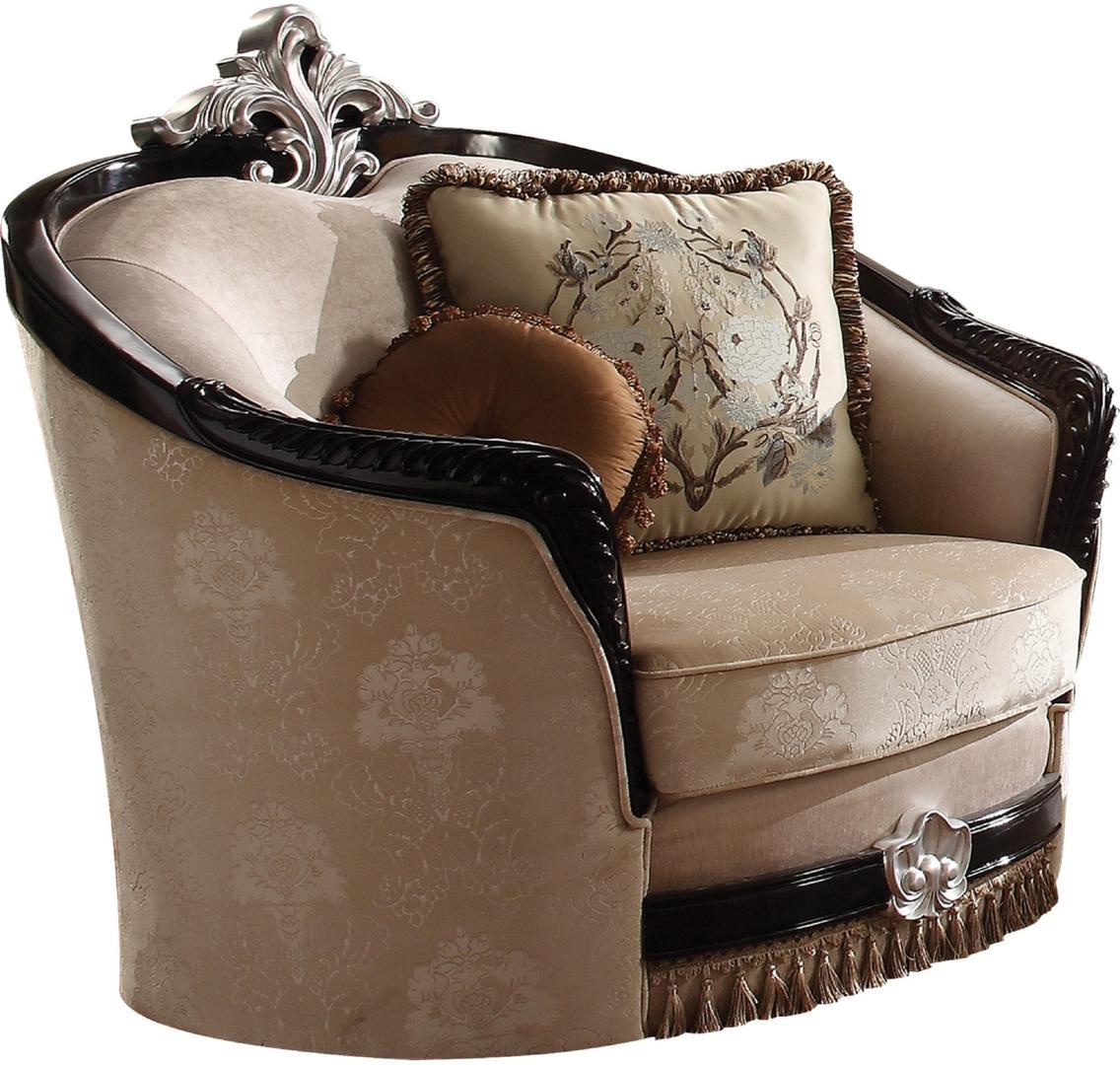 Traditional,  Vintage Arm Chairs Ernestine-52112 Ernestine-52112 in Brown, Beige Fabric