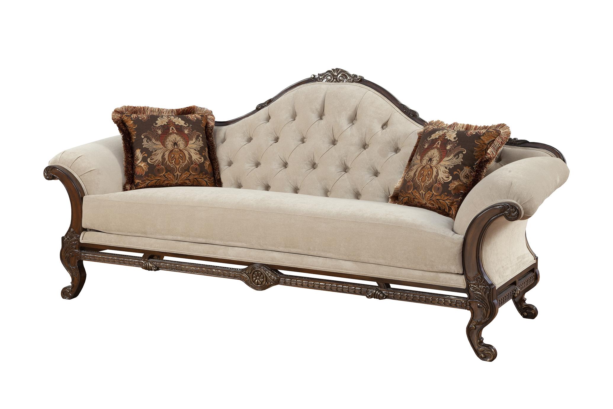 

    
Luxury Beige Chenille Dark Carved Wood Sofa HD-90021 Classic Traditional
