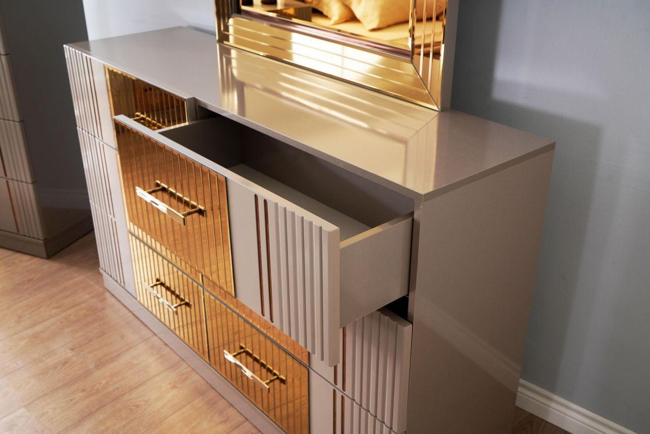 

        
Galaxy Home Furniture LORENZO Dresser With Mirror Gold/Beige  698781406823
