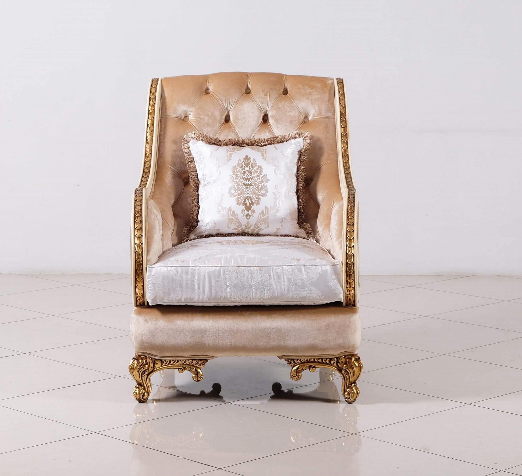 

    
36031-Set-3 Luxury Beige & Gold Wood Trim ROSABELLA Sofa Set 3 Pcs EUROPEAN FURNITURE Classic
