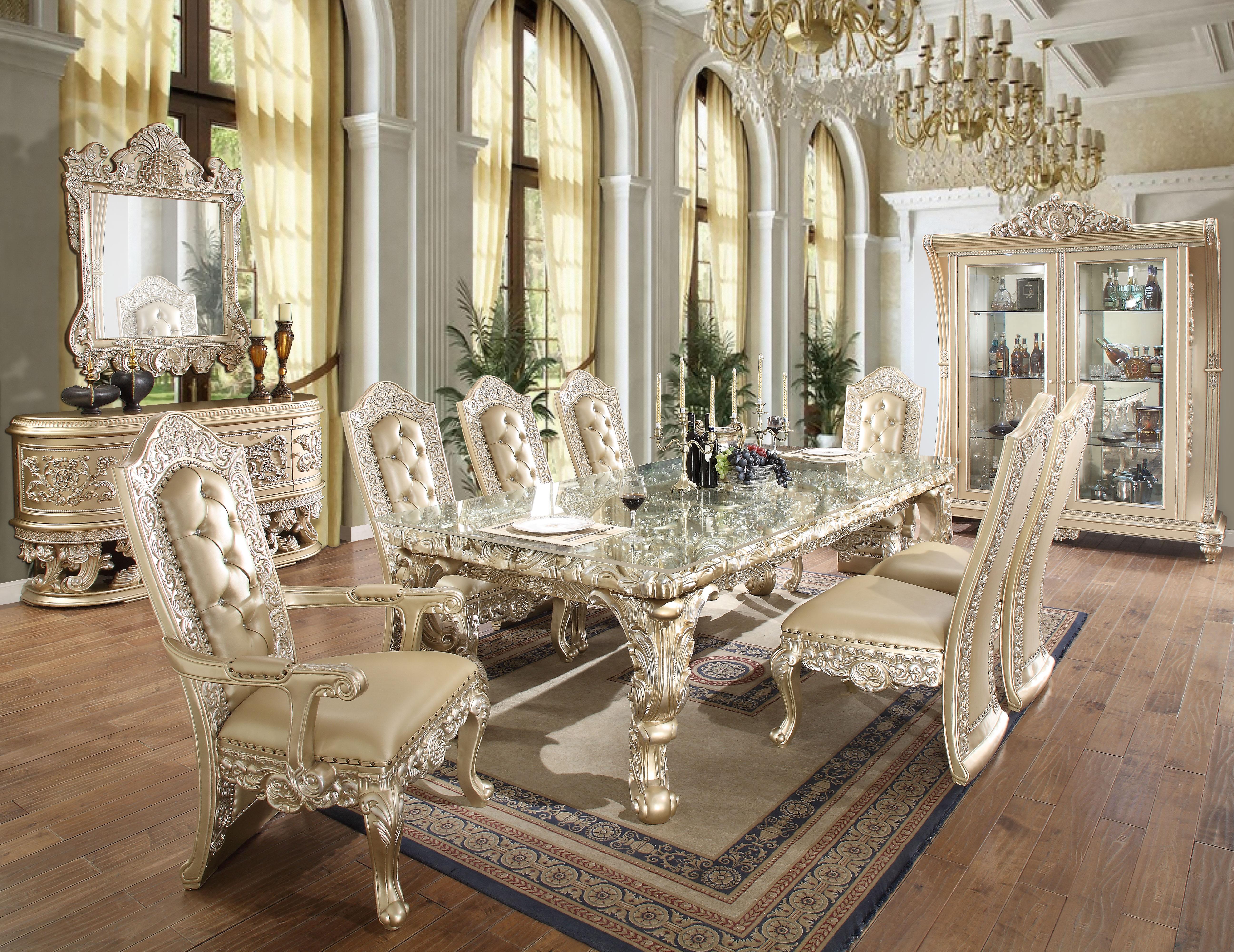 

    
Luxury Belle Silver Dining Room Set 7Pcs Traditional Homey Design HD-8022
