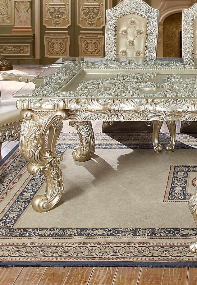 

    
Luxury Belle Silver Rectangle Dining Table Traditional Homey Design HD-8022

