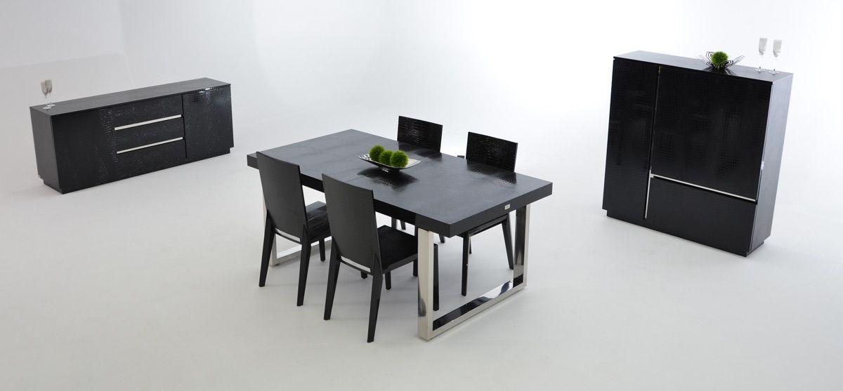 

                    
Buy Luxury Black Crocodile Lacquer Extendable Dining Table A&X Skyline VIG Modern
