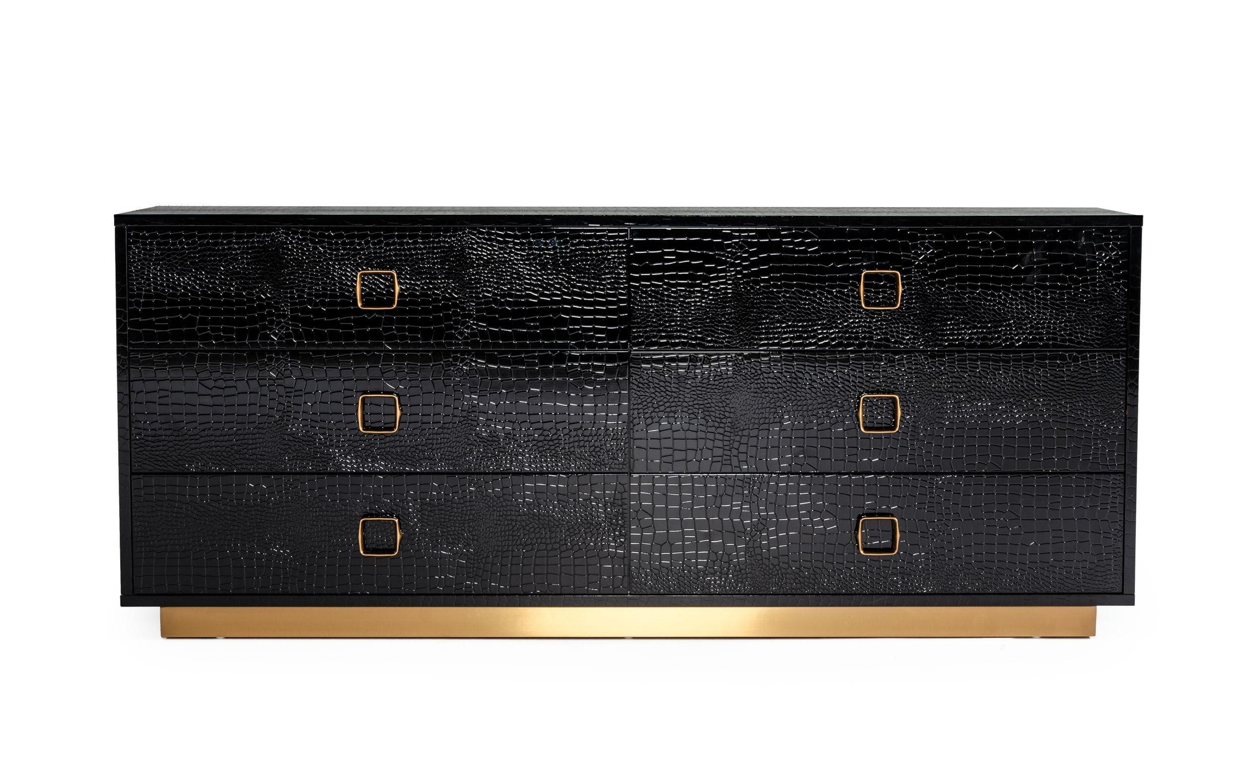 

    
Luxury Black Crocodile Patterned Lacquer & Rosegold Dresser A&X Victoria VIG

