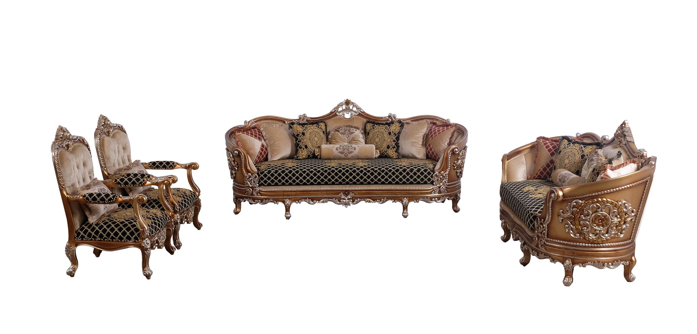 

    
35552-Set-3 Luxury Black & Gold Wood Trim SAINT GERMAIN II Sofa Set 3Pcs EUROPEAN FURNITURE
