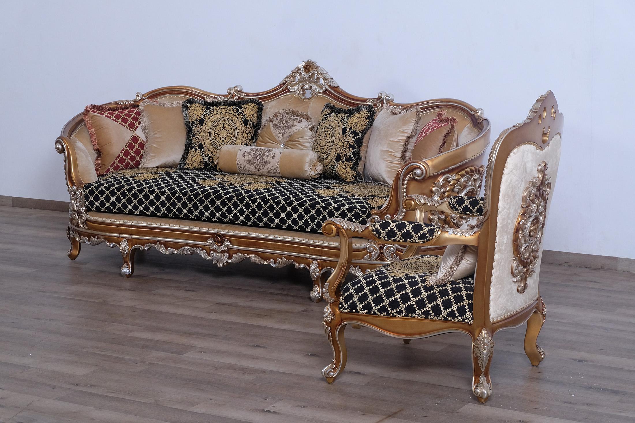 

    
35552-Set-3 Luxury Black & Gold Wood Trim SAINT GERMAIN II Sofa Set 3Pcs EUROPEAN FURNITURE
