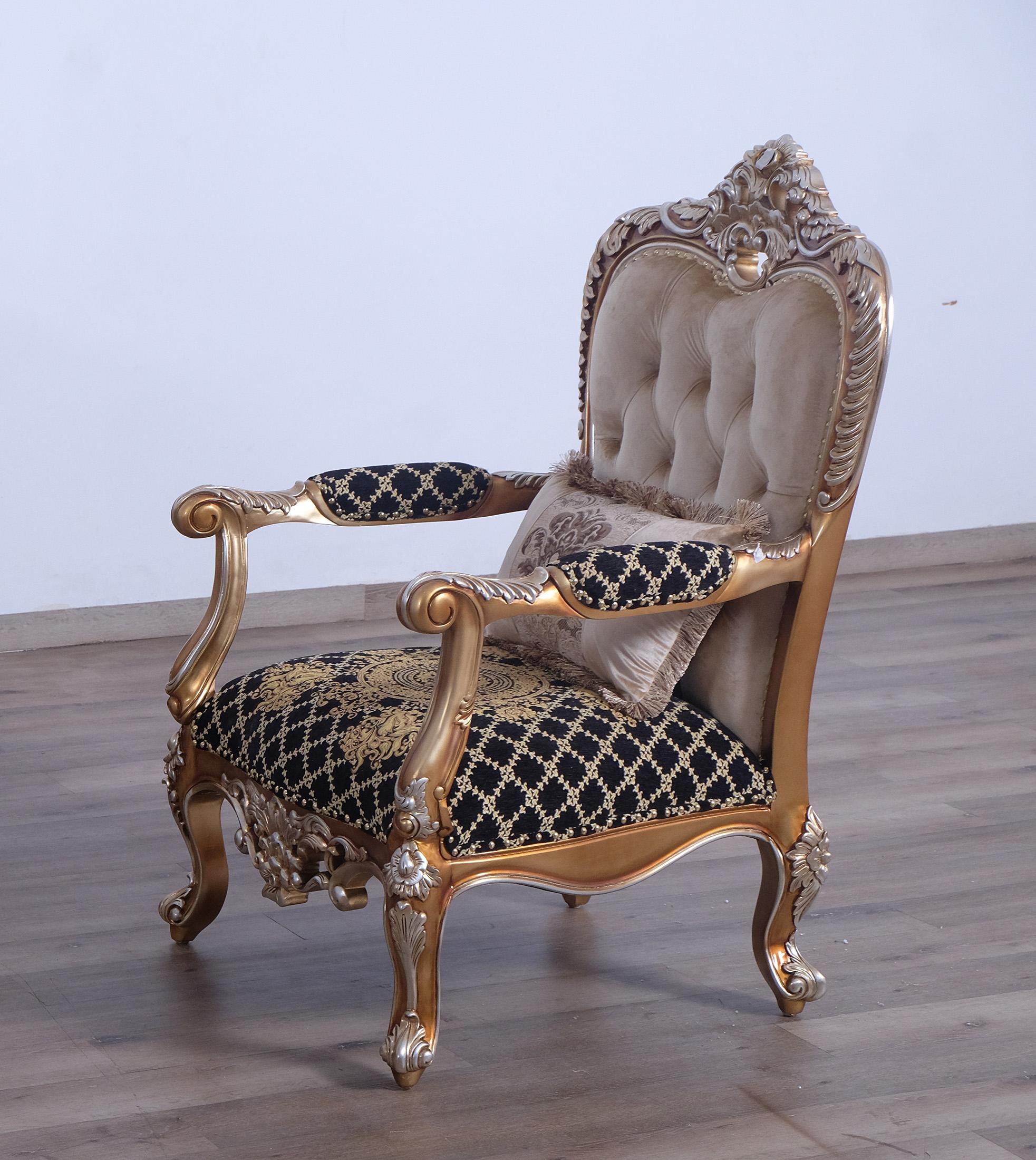 

    
 Order  Luxury Black & Gold Wood Trim SAINT GERMAIN II Sofa Set 3Pcs EUROPEAN FURNITURE
