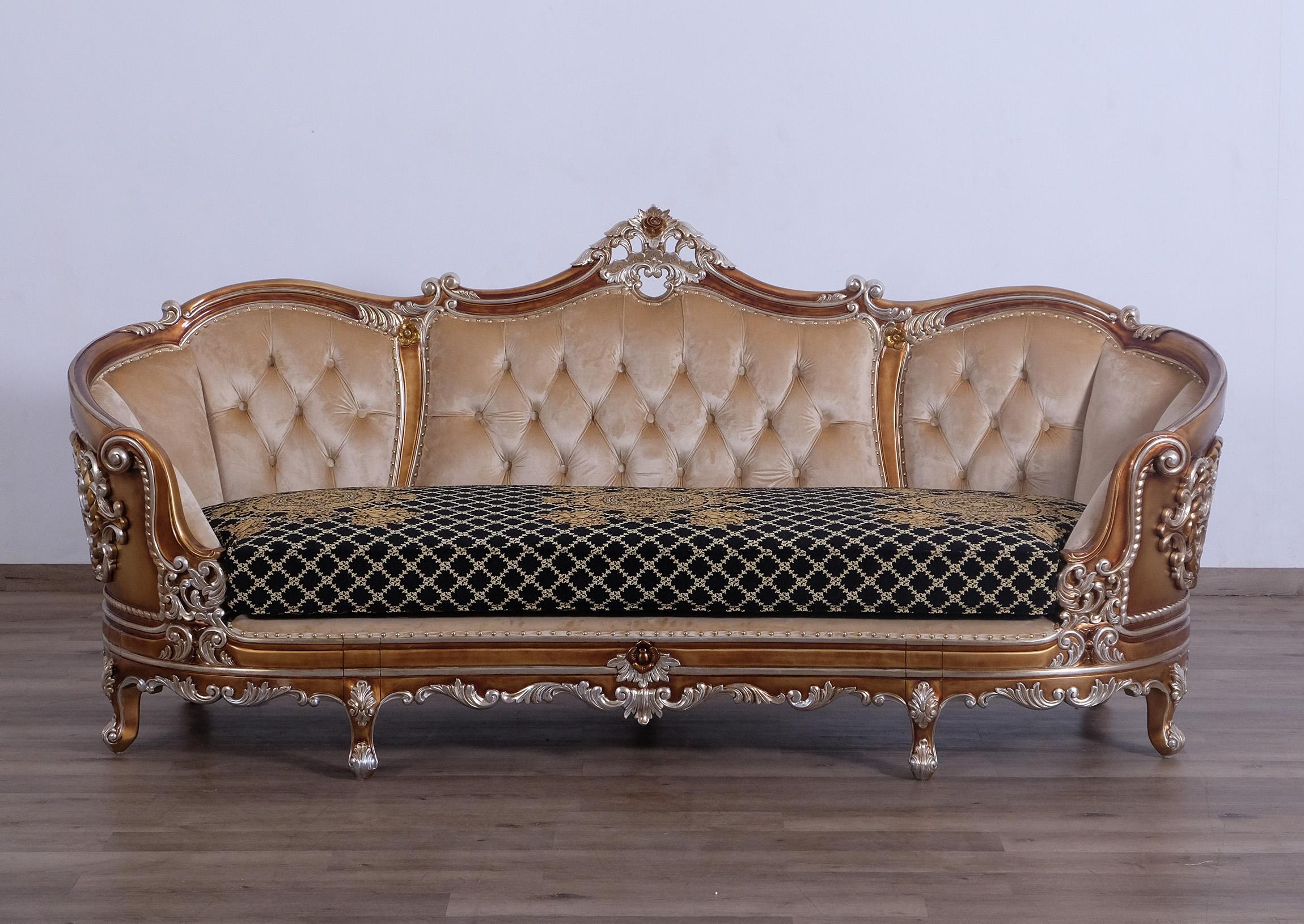

    
 Shop  Luxury Black & Gold Wood Trim SAINT GERMAIN II Sofa Set 3Pcs EUROPEAN FURNITURE

