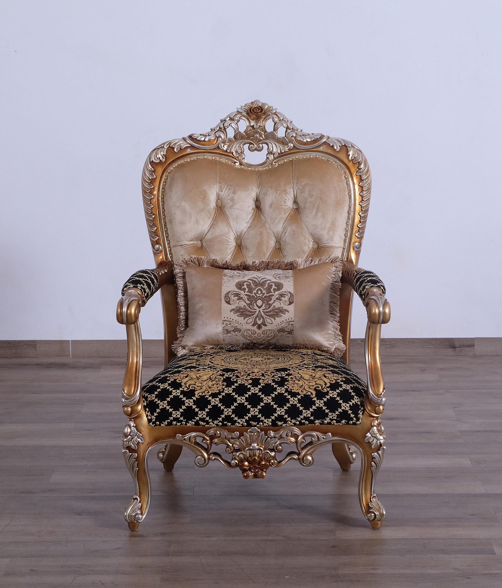 

    
 Photo  Luxury Black & Gold Wood Trim SAINT GERMAIN II Sofa Set 3Pcs EUROPEAN FURNITURE
