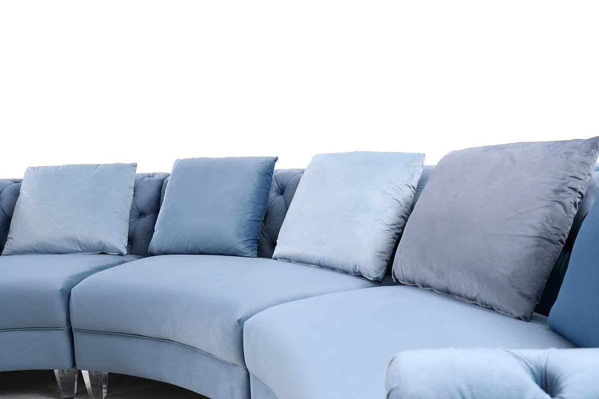 

    
VG2T1124-5P-BLU Modern Blue Velvet Circular Sectional Sofa VIG Divani Casa Darla
